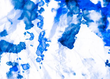 Aquarelle dokusu. Beyaz kravat boyalı batik. Suluboya Baskı. Dişlerimi fırçaladım. Parlak Fırçalı Sancak. Boya yamalı kravat. Derin Mavi İndigo Sanatsal Kirli Sanat. Kirli Sanat Ressamlığı. Islak Resim Yazdırma.