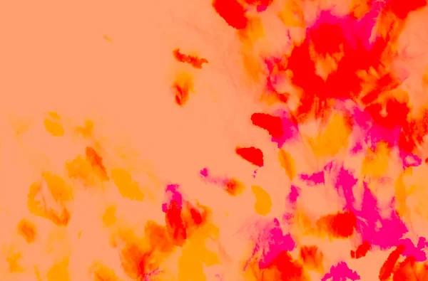 水花飘扬 系上染料衬衫 黄色的水族纹理 珊瑚领带 Dye Grunge橙色手工制作的肮脏艺术品 肮脏的艺术绘画 水彩画湿法艺术印刷品 刷横幅 — 图库照片