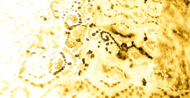 Fırçalanmış Sancak. Eşsiz Tekstil. Parlak Kahverengi El Yapımı Kirli Sanat. Kirli Sanat Ressamlığı. Suluboya deseni. Suluboya doku. Soyut Sıçrama. Aquarelle Yazdır. Altın Kravatlı Boya Yaması.