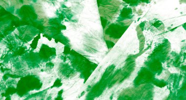 Banner 'ı ıslat. Batik' i bağla. Beyaz Kova dokusu. Gümüş kravat boyalı gömlek. Suluboya deseni. Soyut Sıçrama. Yeşil Sanatsal Kirli Sanat. El yapımı Dirty Art. Islak Resim Yazdırma.