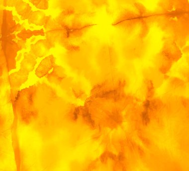 Otantik Fırça Sanatı. Tie Dye Batik. Limon Islak Sanat Yazısı. Banner 'ı fırçaladım. Portakal Kirli Sanat Arkaplanı. Pis Art Grunge. Aquarelle dokusu. Suluboya deseni. Sarı Kravat Boyalı Yama.