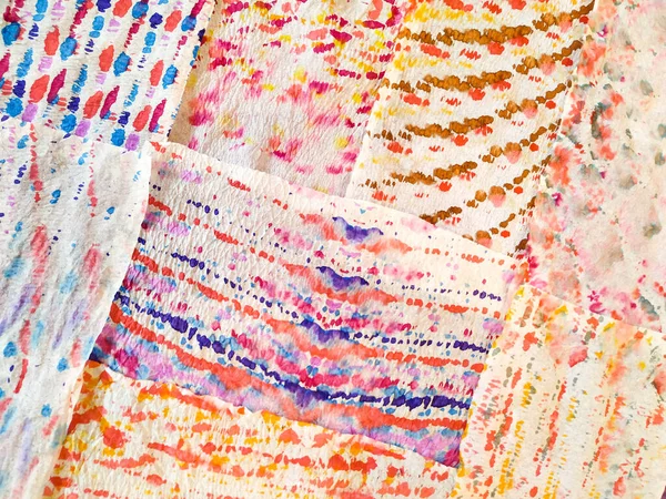 Hiteles Ecset Art Tie Dye Grunge Multicolor Akvarell Minta Narancssárga — Stock Fotó