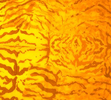 Portakallı Kirli Resim. Sanatsal Hayvan Baskısı. Kusursuz desen. Suluboya Baskı. Cilt Sarı Kova Dokusunu Yazdır. Sarı kravat boyalı batik. Leopar kravat boyası baskısı. Koyu