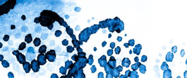 Banner 'ı fırçaladım. Dye Batik 'i bağla. Mavi suluboya baskı. Banner 'a su sıçrat. Parlak Derin Mavi Kirli Sanat Ressamlığı. Sanatsal Kirli Sanat. Islak Sanat Yazıcısı. Aquarelle dokusu. Beyaz kravat boyası.