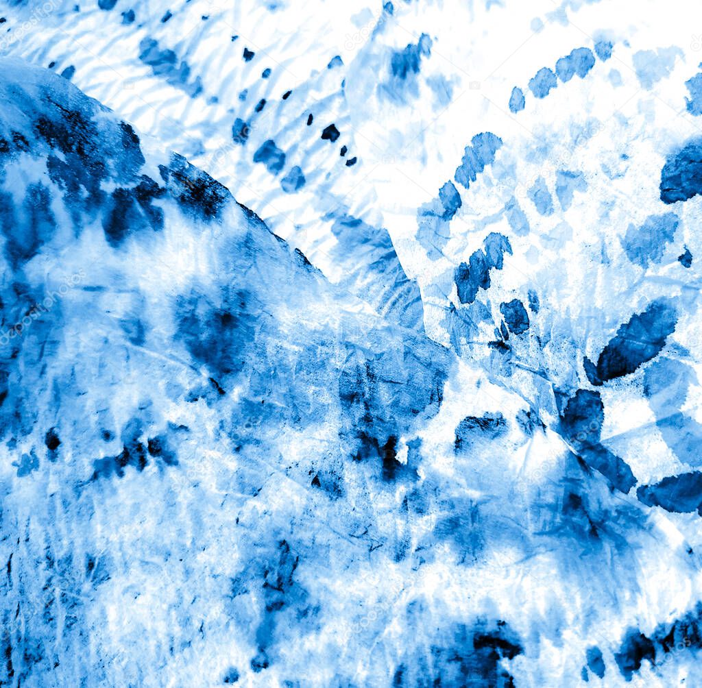 Splash Banner. Tie Dye Print. Light Blue Wet Art Print. Blue Tie Dye Grange. Aquarelle Texture. Brushed Graffiti. Bright  White Dirty Art Painting. Artistic Dirty Art. Watercolor Print.