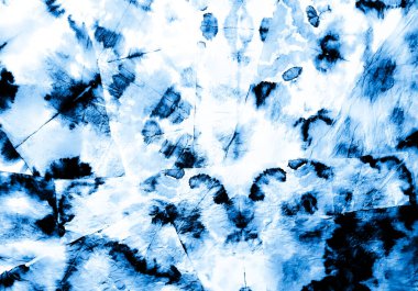 İndigo Kirli Resim. Kirli Sanat Arkaplanı. Suluboya Baskı. Banner 'ı fırçaladım. Kravat boyası baskısı. Mavi Kova dokusu. Banner 'a su sıçrat. Çivit yağışlı sanat baskısı. Beyaz Kravat Boyalı Yama.