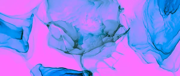 藍の抽象絵画 現代美術 ぬれたアートプリント 水彩プリント 概要スプラッシュ アルコールインクシャツ ピンクの水彩柄 ブルーアルコールインク Print — ストック写真