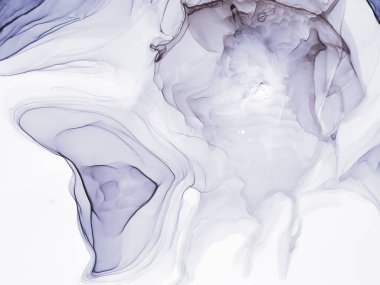 Beyaz Soyut Tasarım. Modern sanat. Islak Sanat Yazıcısı. Suluboya deseni. Mürekkep Graffiti. Soyut Sıçrama. Alkol Mürekkebi Boyama. Gümüş suluboya baskı. Mor Alkol dokusu. 