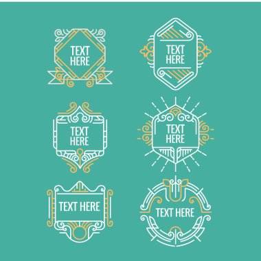 Klasik art deco lüks en az hipster geometrik vintage vektör monogram, çerçeve, sınır, rozet, etiket, kret veya Vintage Insignias, vektör tasarım öğeleri, iş işaretler, kimlik