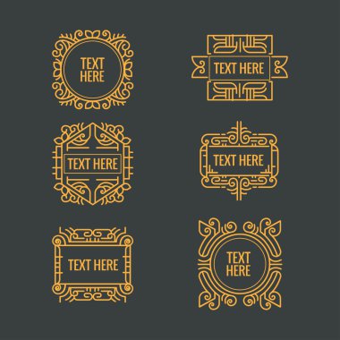 Klasik art deco lüks en az hipster geometrik vintage vektör monogram, çerçeve, sınır, rozet, etiket, kret veya Vintage Insignias, vektör tasarım öğeleri, iş işaretler, kimlik
