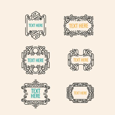 Klasik art deco lüks en az hipster geometrik vintage vektör monogram, çerçeve, sınır, rozet, etiket, kret veya Vintage Insignias, vektör tasarım öğeleri, iş işaretler, kimlik