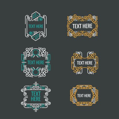 Klasik art deco lüks en az hipster geometrik vintage vektör monogram, çerçeve, sınır, rozet, etiket, kret veya Vintage Insignias, vektör tasarım öğeleri, iş işaretler, kimlik