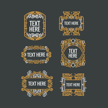 Klasik art deco lüks en az hipster geometrik vintage vektör monogram, çerçeve, sınır, rozet, etiket, kret veya Vintage Insignias, vektör tasarım öğeleri, iş işaretler, kimlik