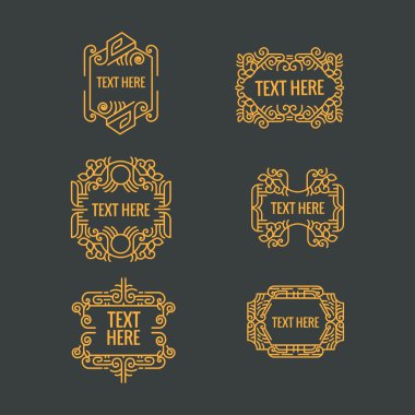 Klasik art deco lüks en az hipster geometrik vintage vektör monogram, çerçeve, sınır, rozet, etiket, kret veya Vintage Insignias, vektör tasarım öğeleri, iş işaretler, kimlik
