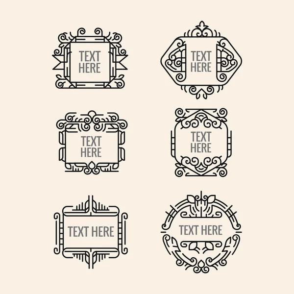 Klasik art deco lüks en az hipster geometrik vintage vektör monogram, çerçeve, sınır, rozet, etiket, kret veya Vintage Insignias, vektör tasarım öğeleri, iş işaretler, kimlik
