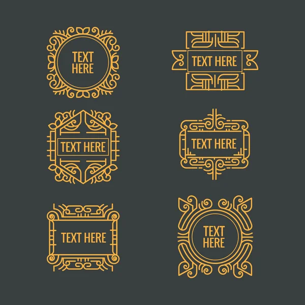 Klasik art deco lüks en az hipster geometrik vintage vektör monogram, çerçeve, sınır, rozet, etiket, kret veya Vintage Insignias, vektör tasarım öğeleri, iş işaretler, kimlik