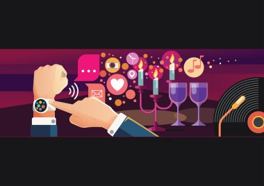 Smartwatch dating ve birlikte romantik an giyen kadın ve erkek