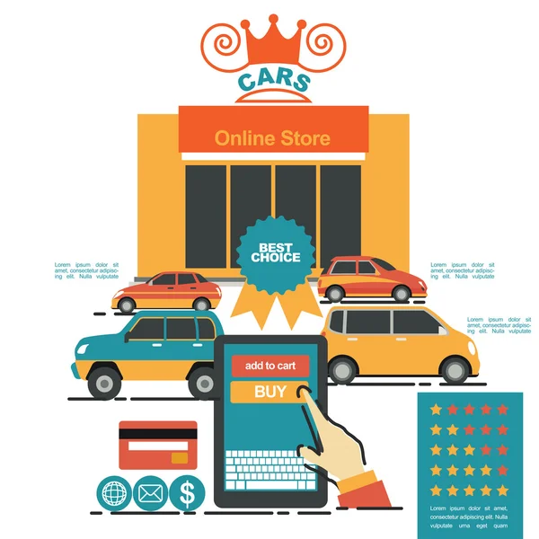 Plantilla de banner de ilustración de concepto para sala de exposición de coches y tienda en línea — Vector de stock