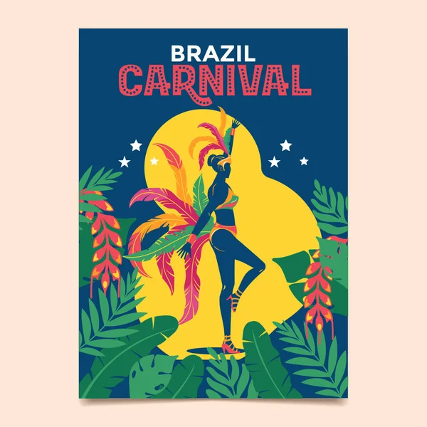 Ilustração Vetorial Mulher Dança Trajes Carnaval Colorido Folhas Trópicas Máscara —  Vetores de Stock