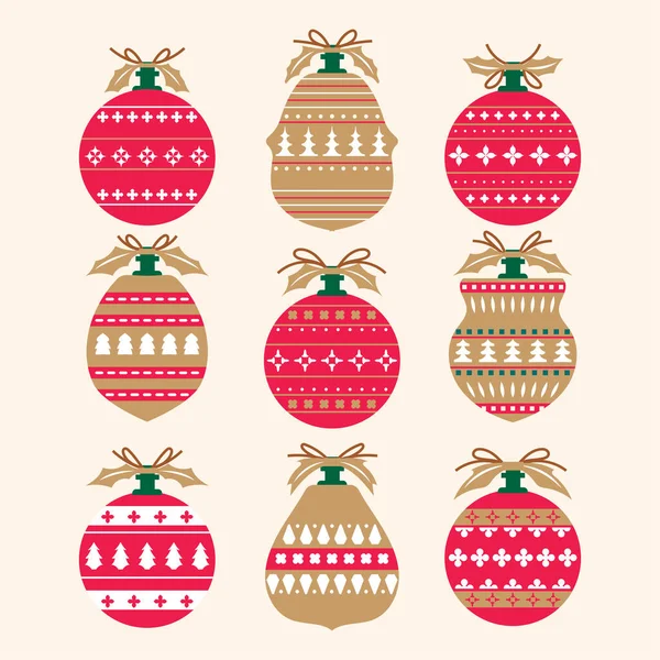 Zestaw Christmas Balls Dekoracje Wektor Ilustracji — Wektor stockowy