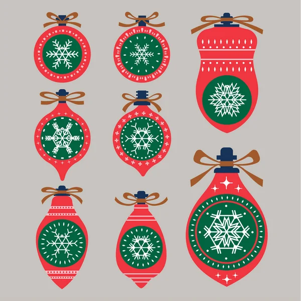 Set Christmas Balls Decorations Vector Illustration — Stock Vector