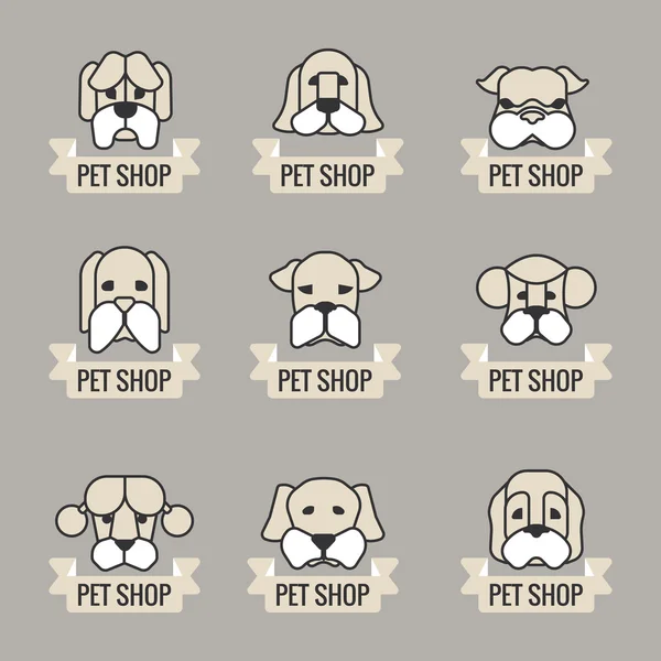 Sällskapsdjur vektor ikoner - hundar element — Stock vektor