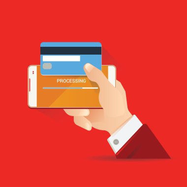 vektör çizim para hareket, teknoloji, iş, mobil bankacılık ve mobil ödeme