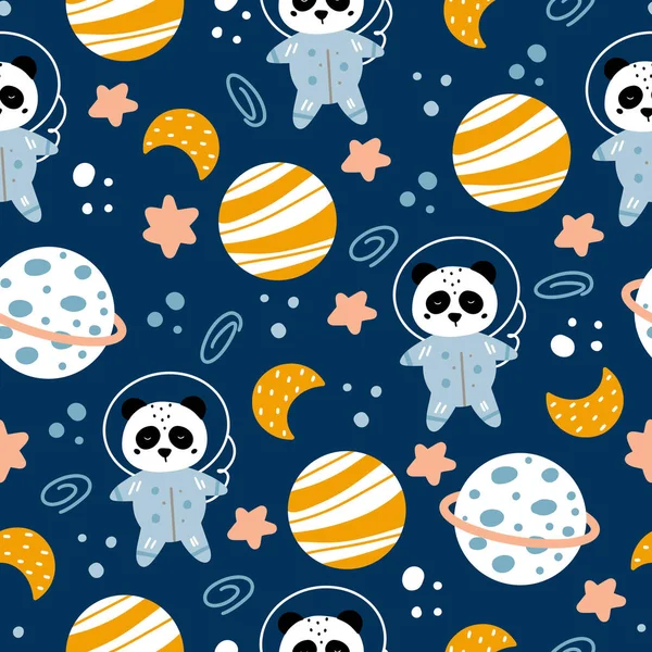 Ύπνος Panda Κοσμοναύτης Και Διαστημικά Στοιχεία Αστέρια Φεγγάρι Πλανήτες Και — Φωτογραφία Αρχείου