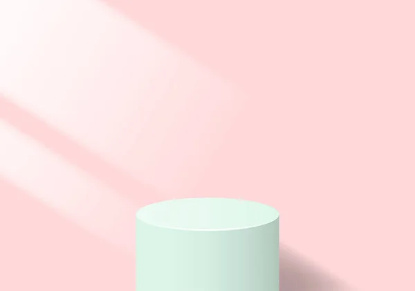 Abstrakt Minimal Design Med Renderad Mynta Podium Och Fönsterljus Rosa — Stock vektor