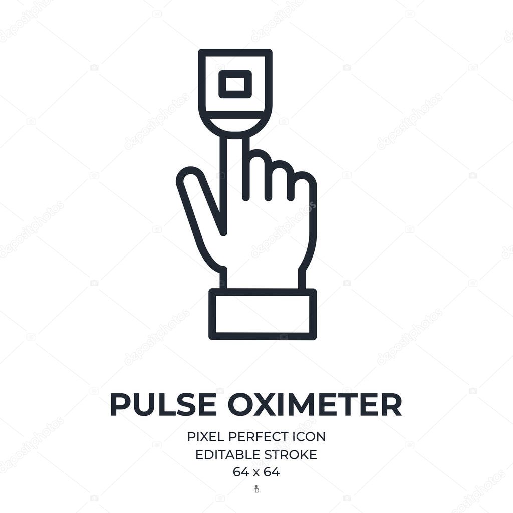 Oximeter editable stroke outline icon isolated on white background vector illustration. Pixel perfect. 64 x 64.