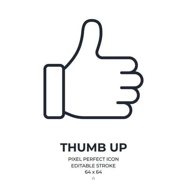 Thumb Editable Stroke Outline Icon Isolated White Background Flat Vector — Stock Vector