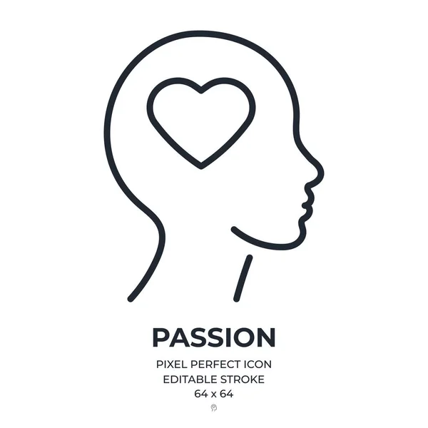 Passion Editable Stroke Outline Icon Isolated White Background Flat Vector — Stock Vector