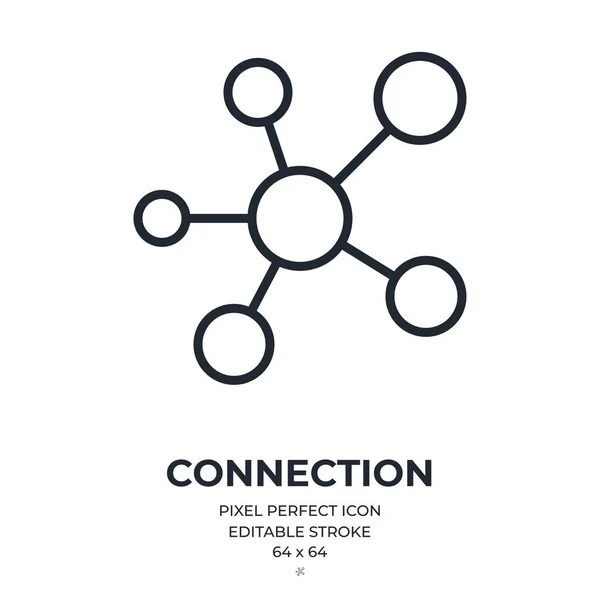 Connection Concept Molecule Editable Stroke Outline Icon Isolated White Background — Image vectorielle