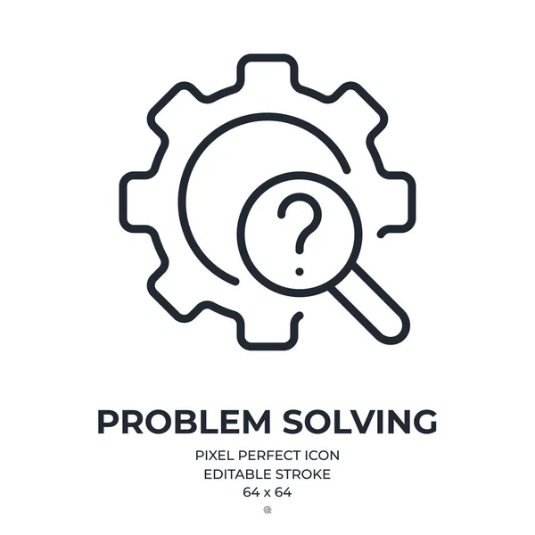 Problem Solving Concept Cogwheel Question Mark Editable Stroke Outline Icon — Image vectorielle