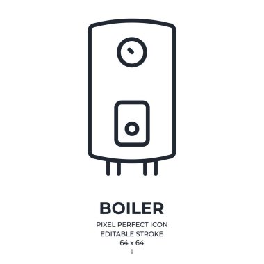 Boiler editable stroke outline icon isolated on white background flat vector illustration. Pixel perfect. 64 x 64.