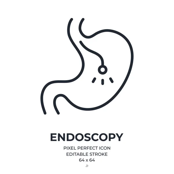 Endoscopy Editable Stroke Outline Icon Isolated White Background Flat Vector — Stock Vector