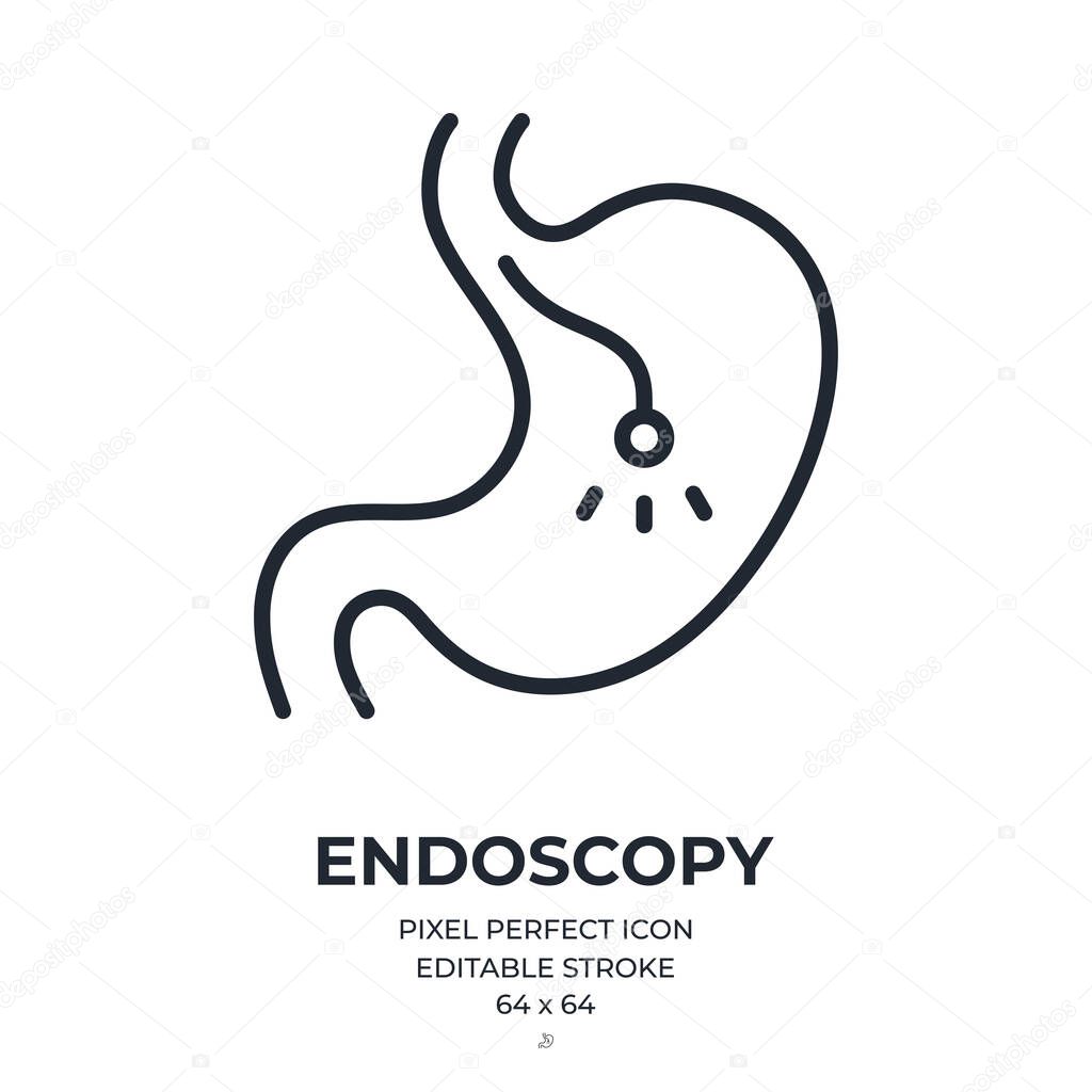 Endoscopy editable stroke outline icon isolated on white background flat vector illustration. Pixel perfect. 64 x 64.