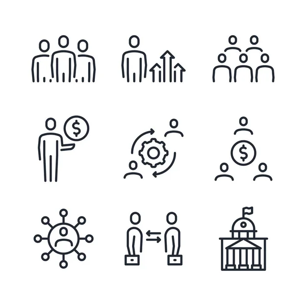 Stakeholder Shareholder Related Editable Stroke Outline Icons Set Isolated White — Vetor de Stock