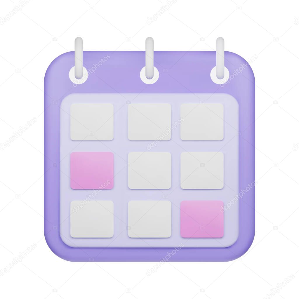 3D minimal calendar icon isolated on white background vector illustration. 