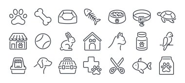 Hayvan bakımı ve düzenlenebilir veterinerlik taslak ikonu beyaz arka plan düz vektör illüstrasyonunda izole edildi. Piksel mükemmel. 64 x 64.