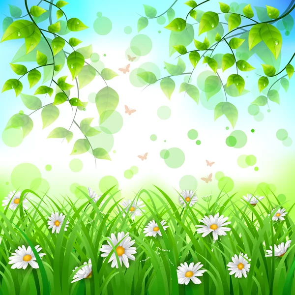 花朵和叶子背景 — 图库矢量图片