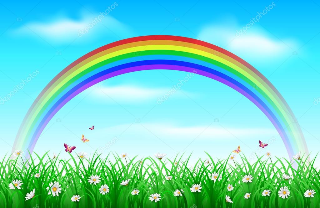 Grass background with rainbow Stock Vector Image by ©nale #67078729