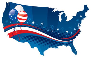 Fourth of july USA map clipart