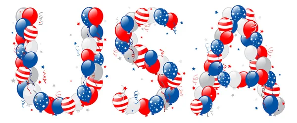 Dekorativa ballonger Usa text — Stock vektor