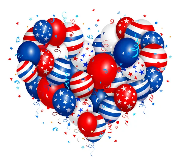 Fourth of july heart balloons — Stock Vector