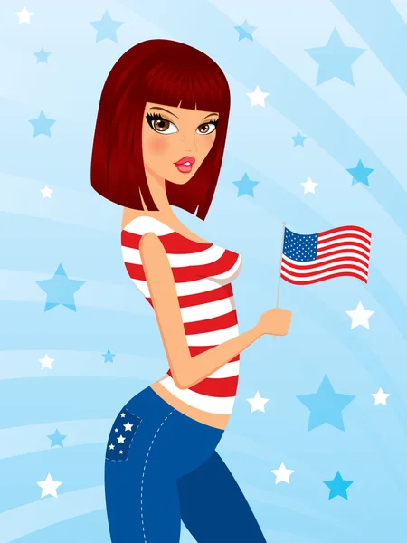 Fille patriotique — Image vectorielle