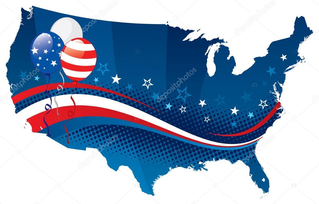 Fourth of july USA map