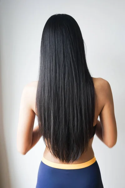 Mladá Žena Asijské Krásnými Dlouhé Rovné Černé Vlasy — Stock fotografie