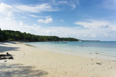 View of beautiful sky and sand of beach.