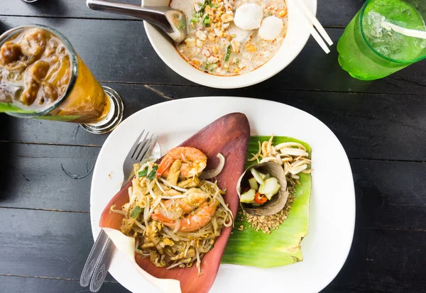 Top View Shrimps Pad Thai Thailand — Stok Foto